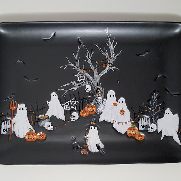NEW RARE Pottery Barn Large Scary Squad Rectangular Serving Platter 16" w x 12.2 - Picture 3 of 4